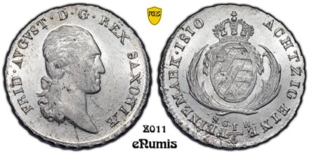 Germany, Saxony, Friedrich August I, 1/6 Taler 1810, Top Pop, PCGS MS 63