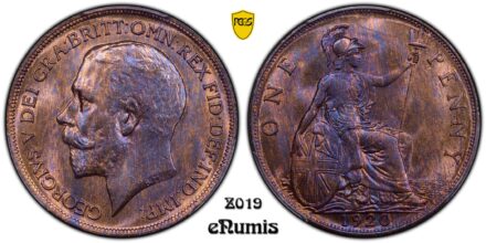 Great Britain, George V, Penny 1920, PCGS MS 64 RB