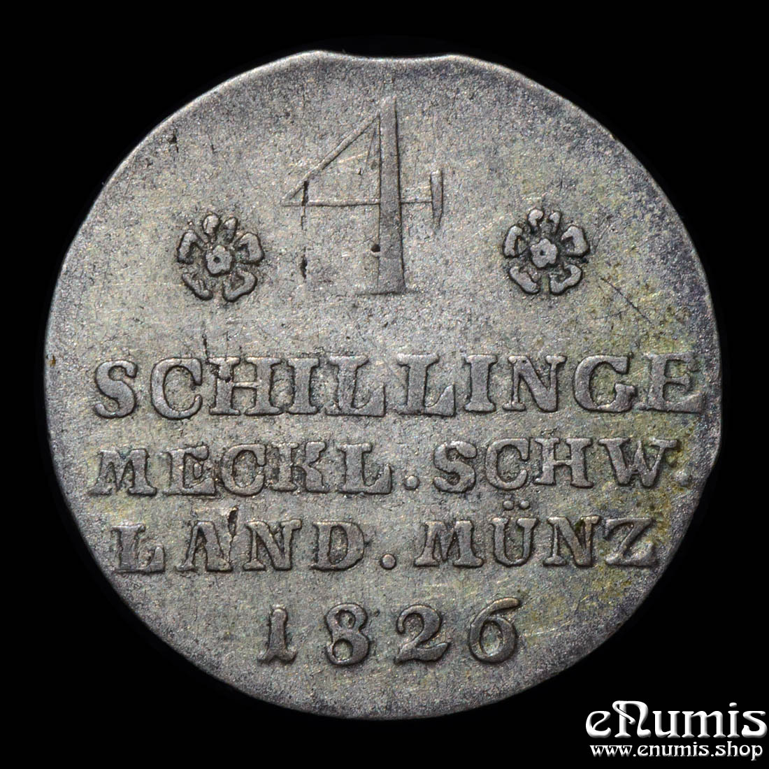 Germany, Mecklenburg Schwerin, Friedrich Franz I, 4 Schillinge 1826, aXF