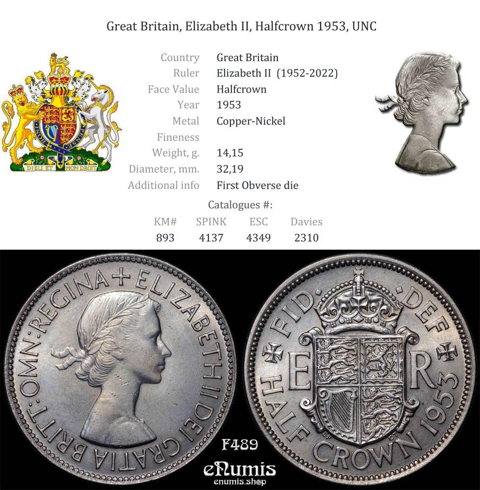Great Britain, Elizabeth II, Halfcrown 1953, UNC