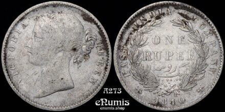 INDIA, Victoria, Rupee 1840, divided legend, 28 berries, VF
