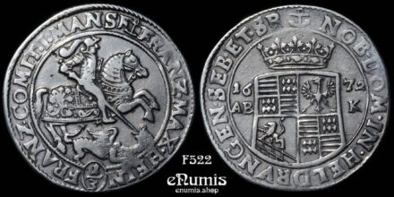 GERMANY Mansfeld Bornstedt, 1/3 Taler 1672, VF-XF