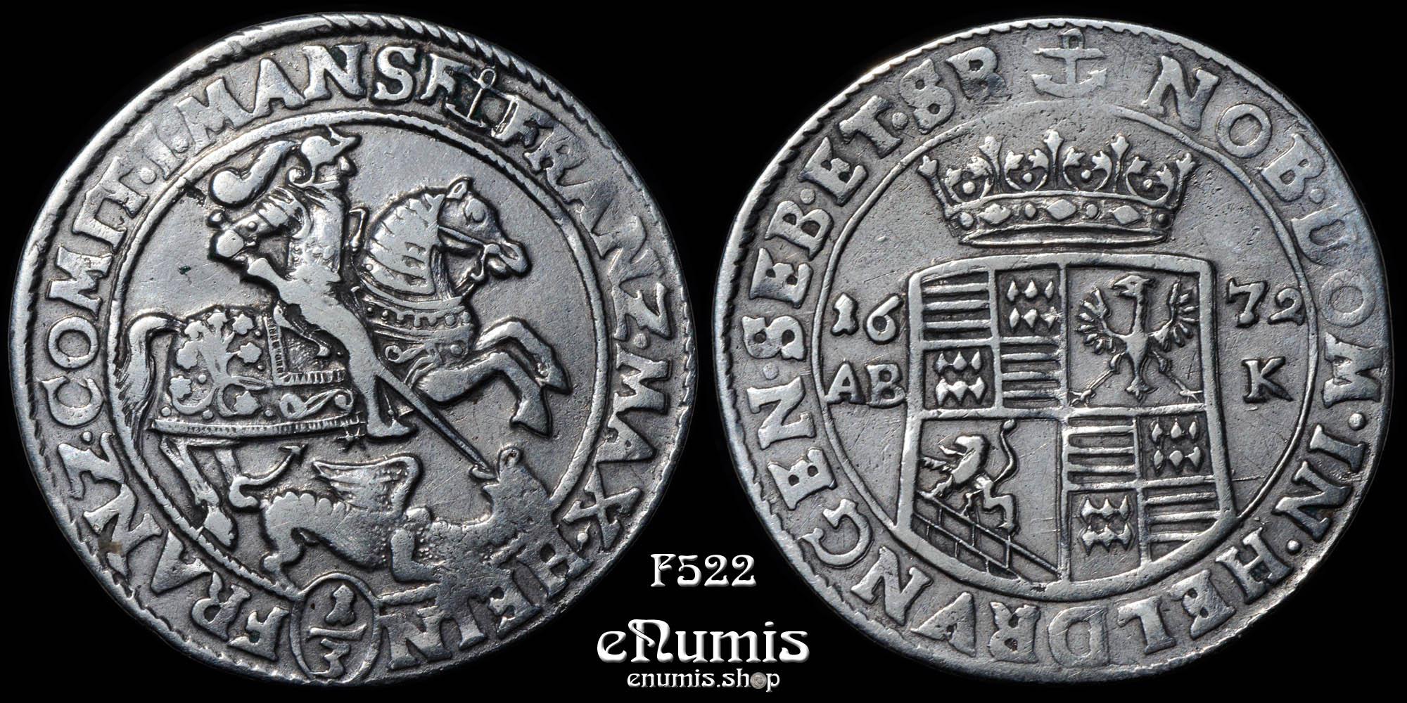 GERMANY Mansfeld Bornstedt, 1/3 Taler 1672, VF-XF