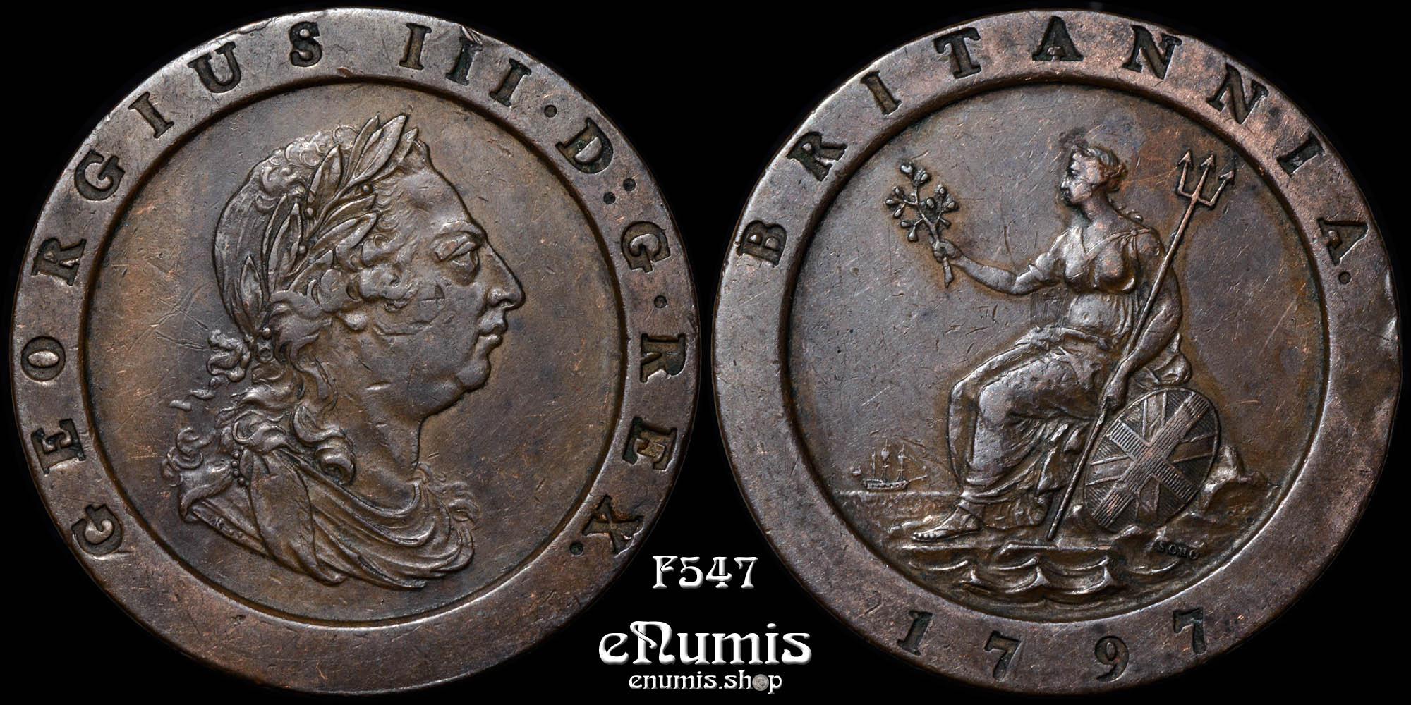 Great Britain, George III, Cartwheel Two Pence 1797, aXF Great Britain, George III, Cartwheel Two Pence 1797, aXF
