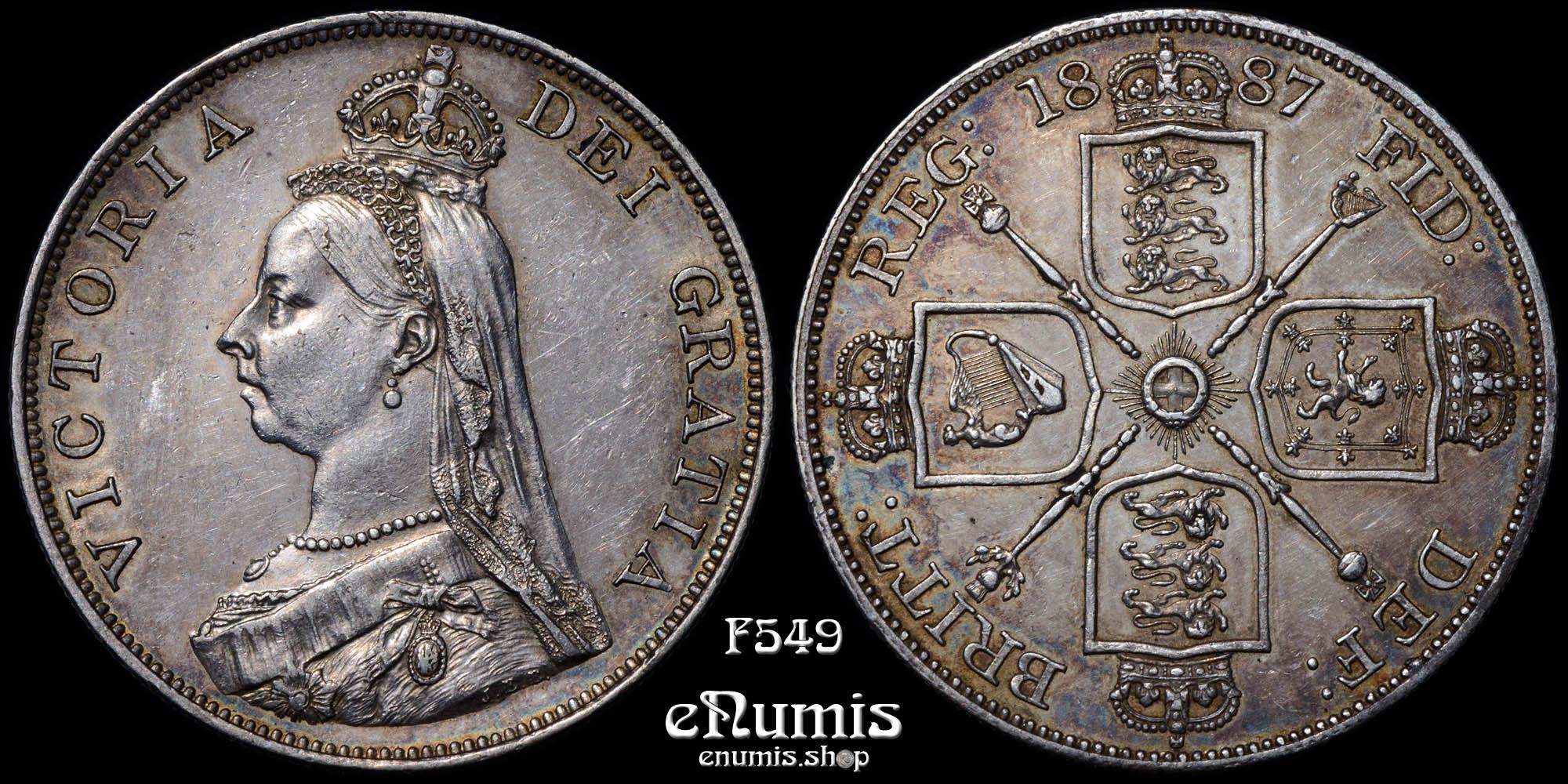 Great Britain, Victoria, Double Florin 1887, Arabic 1, aUNC