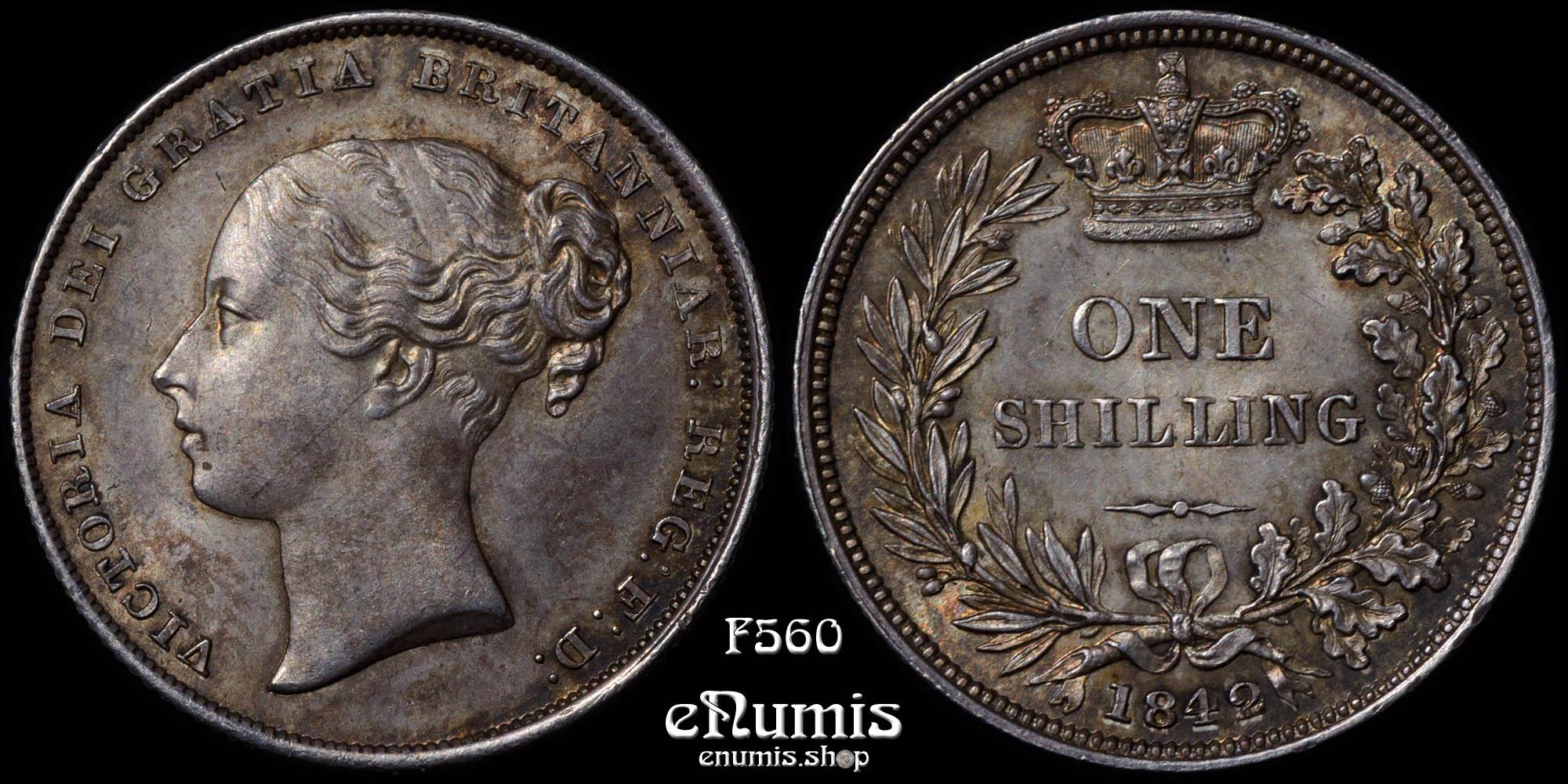 Great Britain, Victoria, Shilling 1842, toned, scarce, UNC