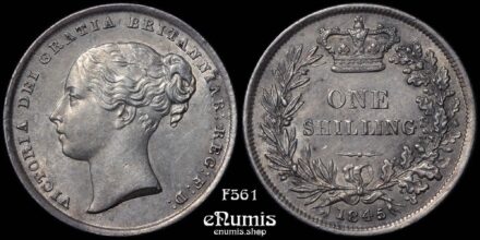 Great Britain, Victoria, Shilling 1845, Rare!, aUNC