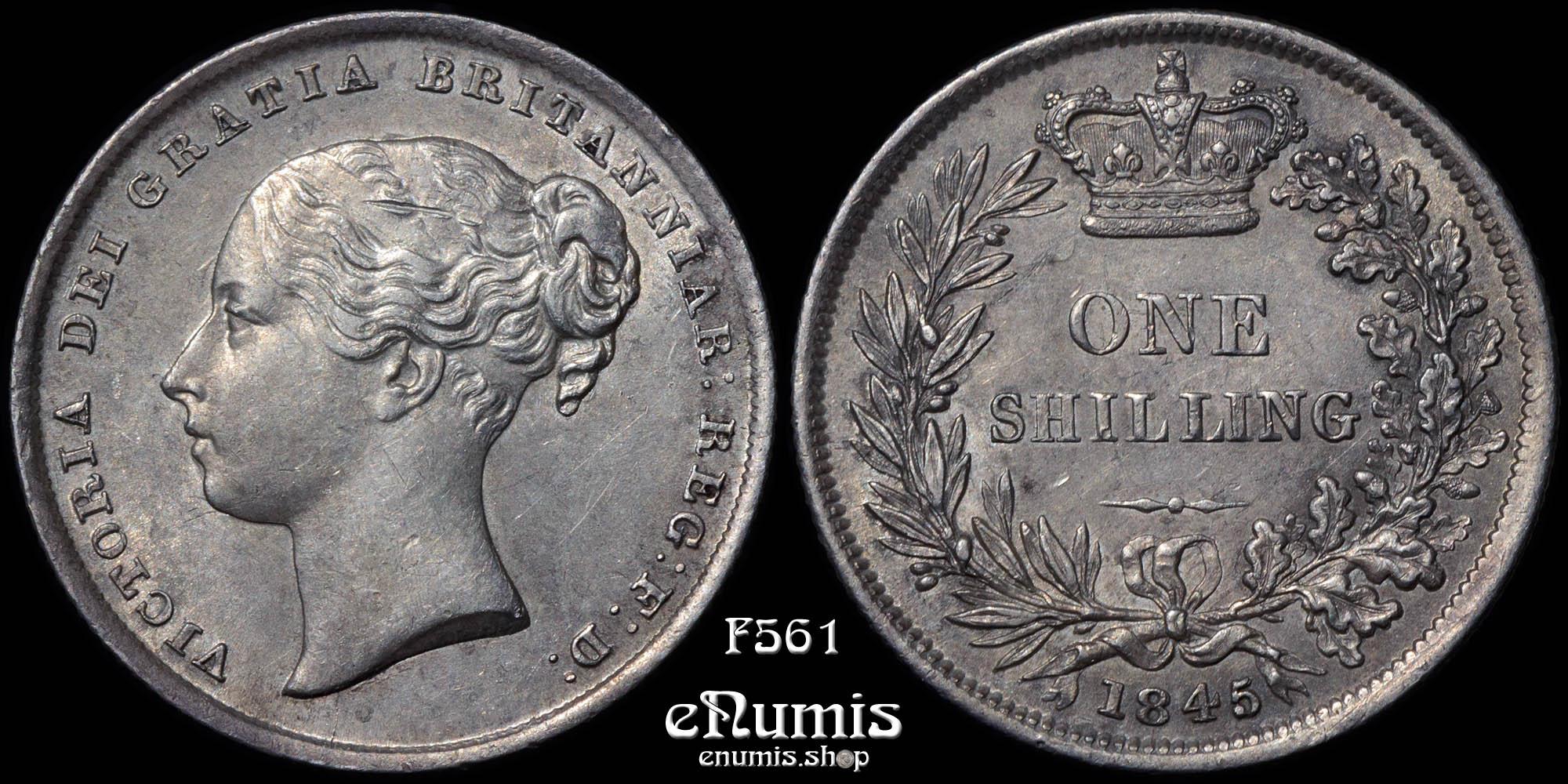 Great Britain, Victoria, Shilling 1845, Rare!, aUNC