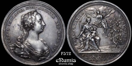 AUSTRIA, Maria Theresa, Silver Medal 1746, birth of Amalia, by Vestner, Rare!, aUNC