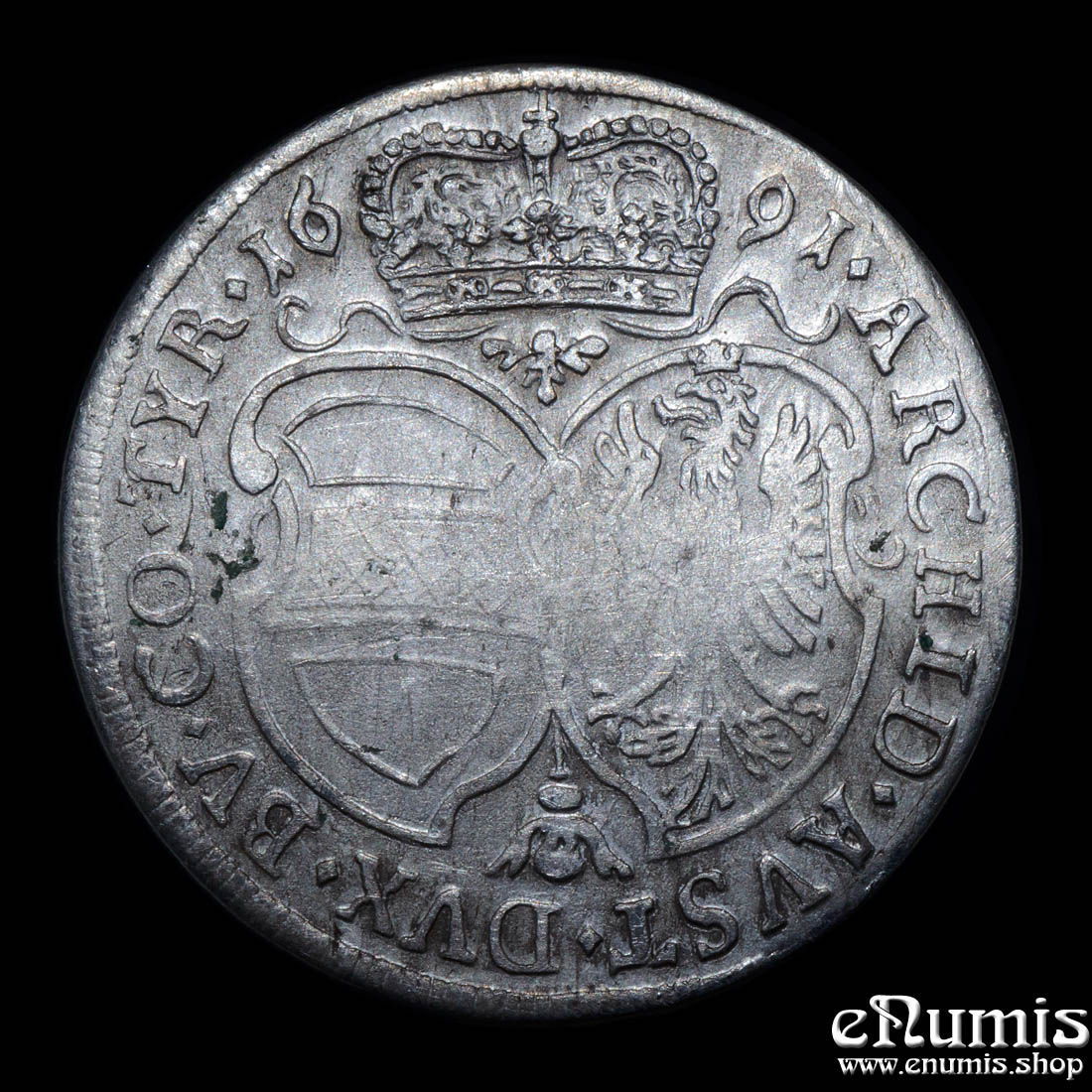 AUSTRIA, Leopold I, 15 Kreuzer 1691, Hall, XF+