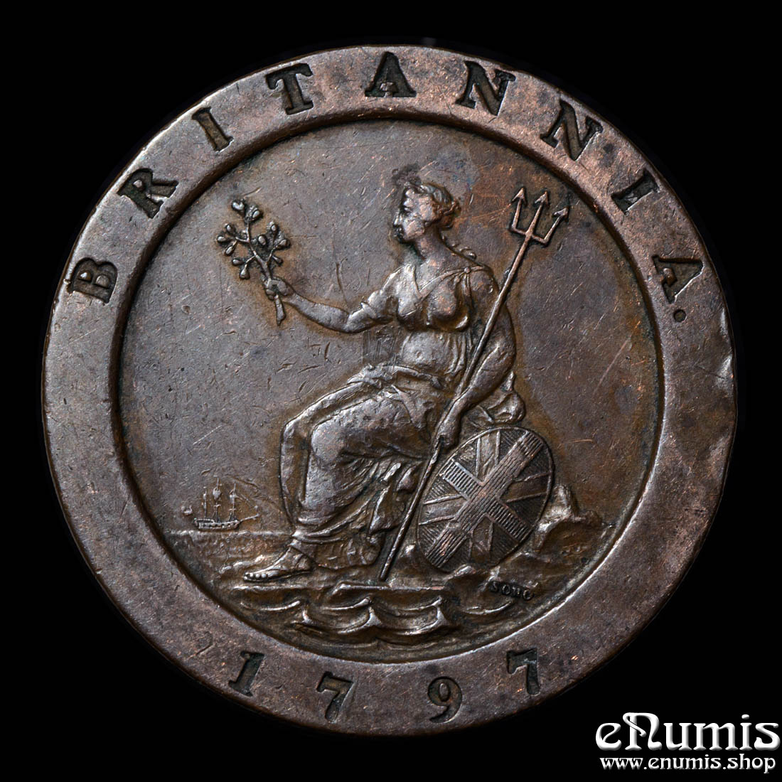 Great Britain, George III, Cartwheel Two Pence 1797, aXF Great Britain, George III, Cartwheel Two Pence 1797, aXF