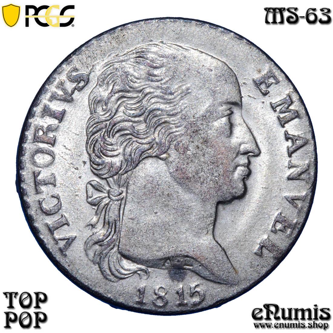 ITALY, SARDINIA, Vittorio Emanuele I, 2.6 Soldi 1815, TOP POP, PCGS MS 63