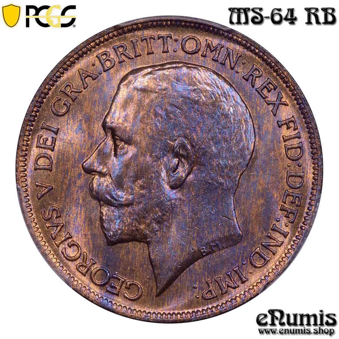 Great Britain, George V, Penny 1920, PCGS MS 64 RB