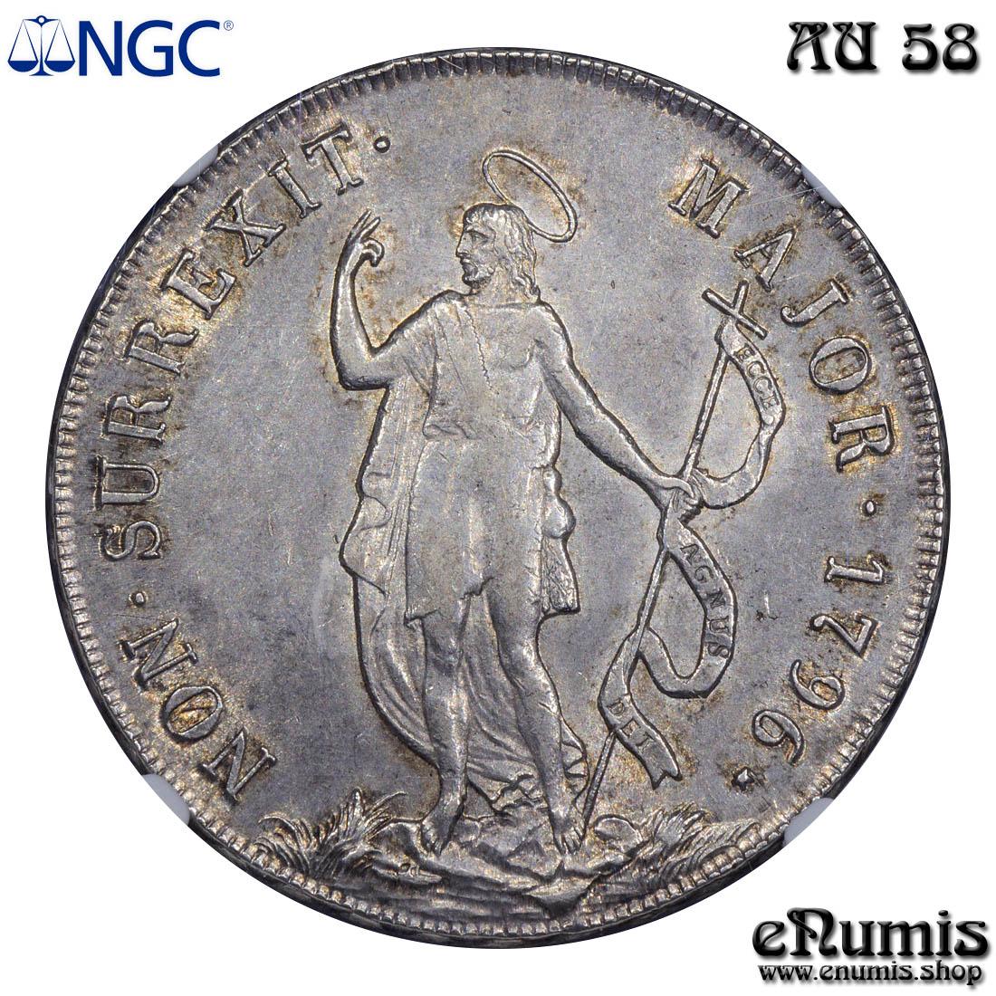 ITALY, GENOA, 8 Lire 1796, Rare, NGC AU 58 ITALY, GENOA, 8 Lire 1796, Rare, NGC AU 58