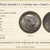 AUSTRIA, Franz Joseph I, 2 Corona 1912, toned, aUNC/UNC AUSTRIA, Franz Joseph I, 2 Corona 1912, toned, aUNC/UNC