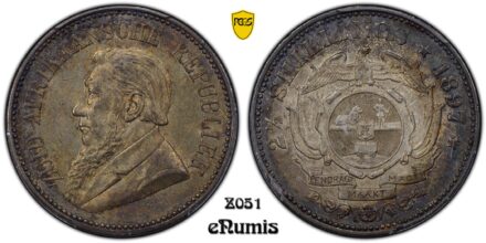 SOUTH AFRICA, ZAR, Kruger, 2 1/2 Shillings 1897, toned, PCGS MS 62