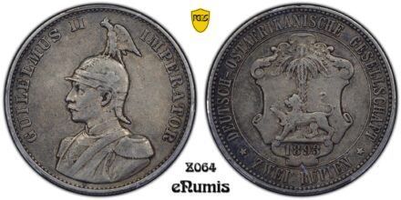 GERMAN EAST AFRICA, Wilhelm II, 2 Rupien 1893, scarce, PCGS XF 45