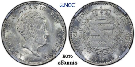 Germany, Saxony, Anton, 1/3 Taler 1830, Top Pop, NGC MS 64