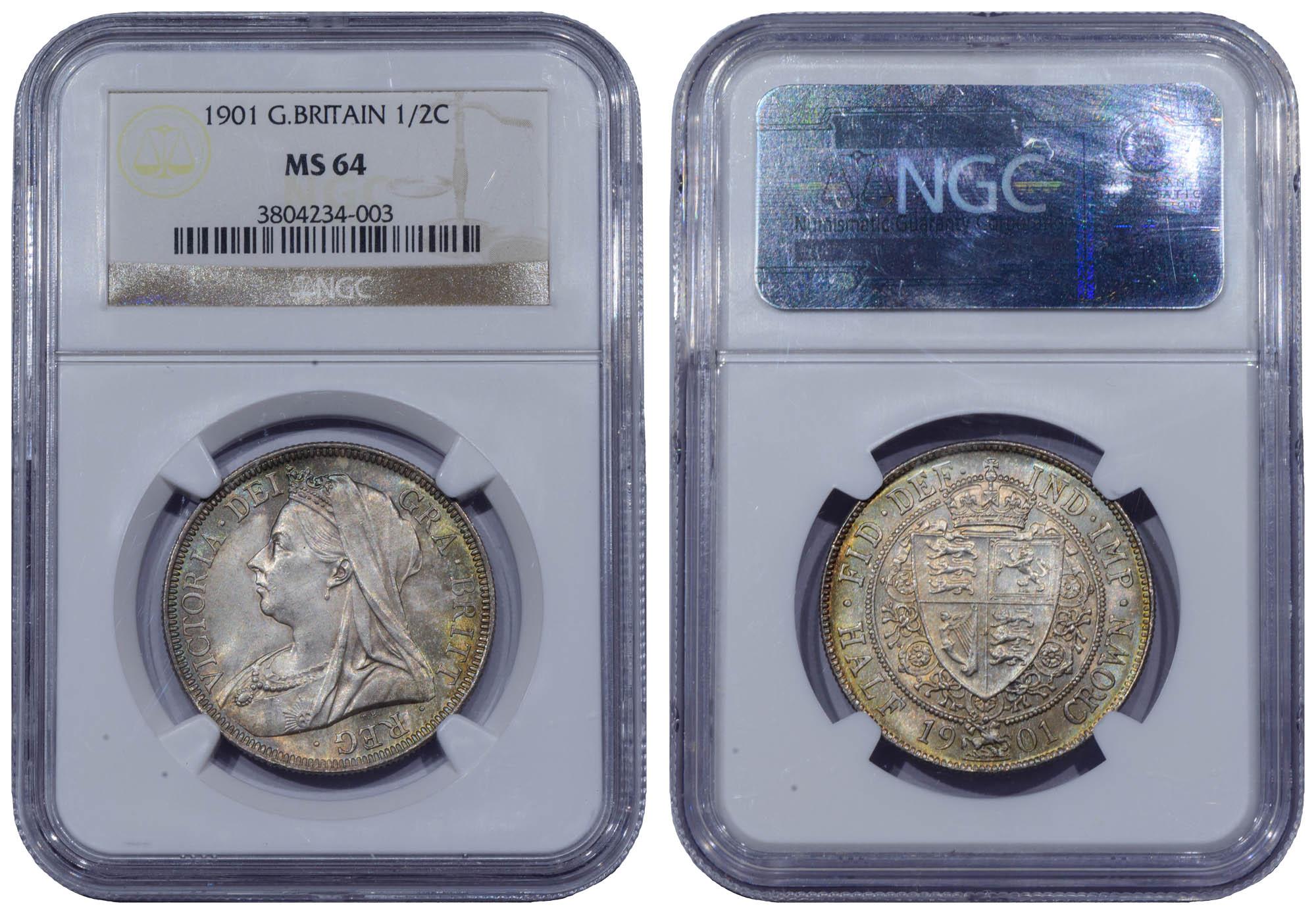 Great Britain, Victoria, Halfcrown 1901, nicely toned, NGC MS 64