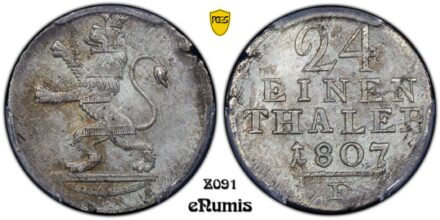 Germany, Hesse Cassel, Wilhelm I, 1/24 Taler 1807, PCGS MS 64