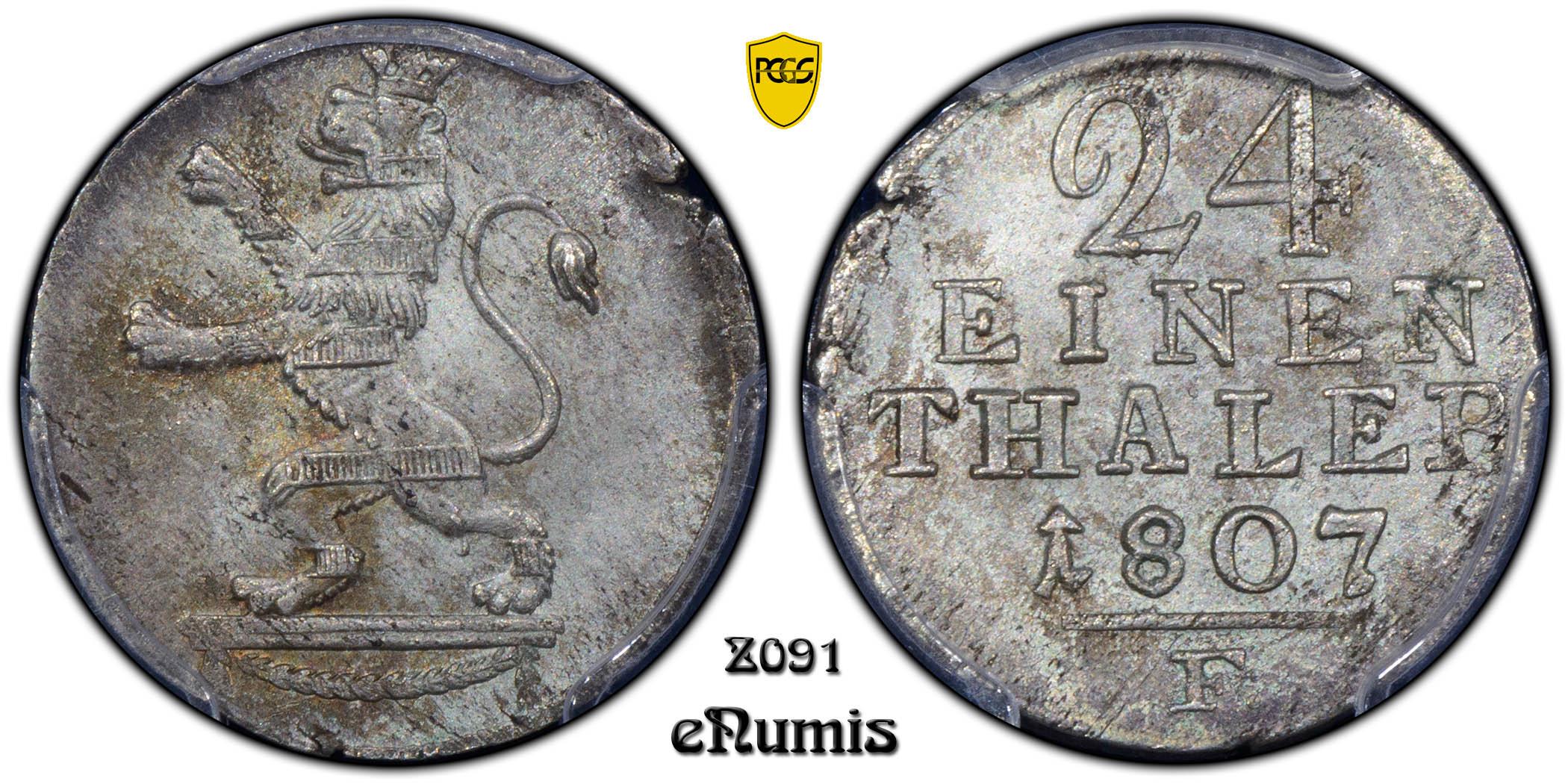 Germany, Hesse Cassel, Wilhelm I, 1/24 Taler 1807, PCGS MS 64