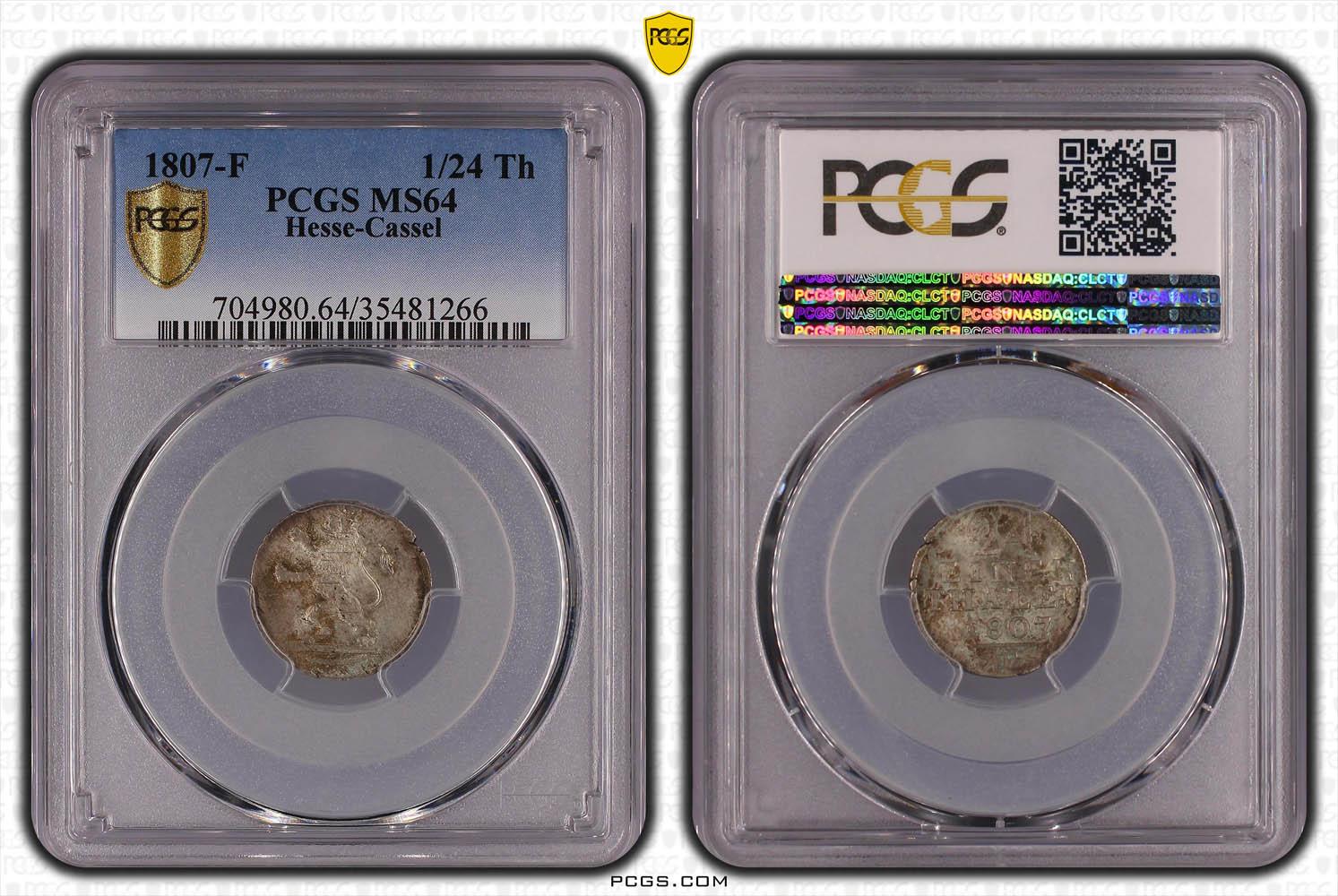 Germany, Hesse Cassel, Wilhelm I, 1/24 Taler 1807, PCGS MS 64