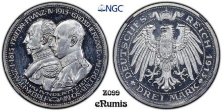 Germany, Mecklenburg Schwerin, Friedrich Franz IV, 3 Mark 1915, Proof, NGC PF 62 Cameo