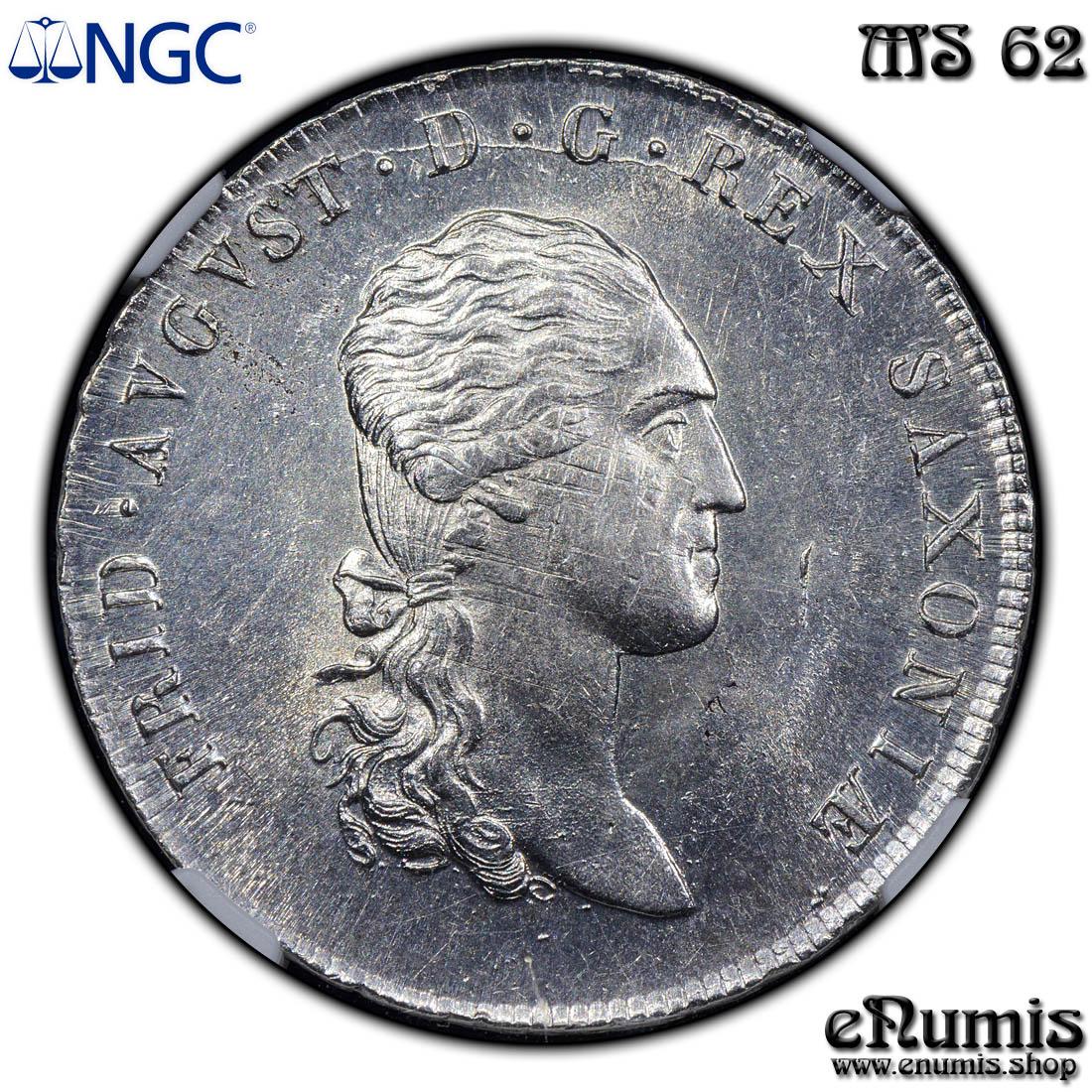 GERMANY SAXONY, Friedrich August I, Taler 1813 /2, Napoleon edge, NGC MS 62 GERMANY SAXONY, Friedrich August I, Taler 1813 /2, Napoleon edge, NGC MS 62