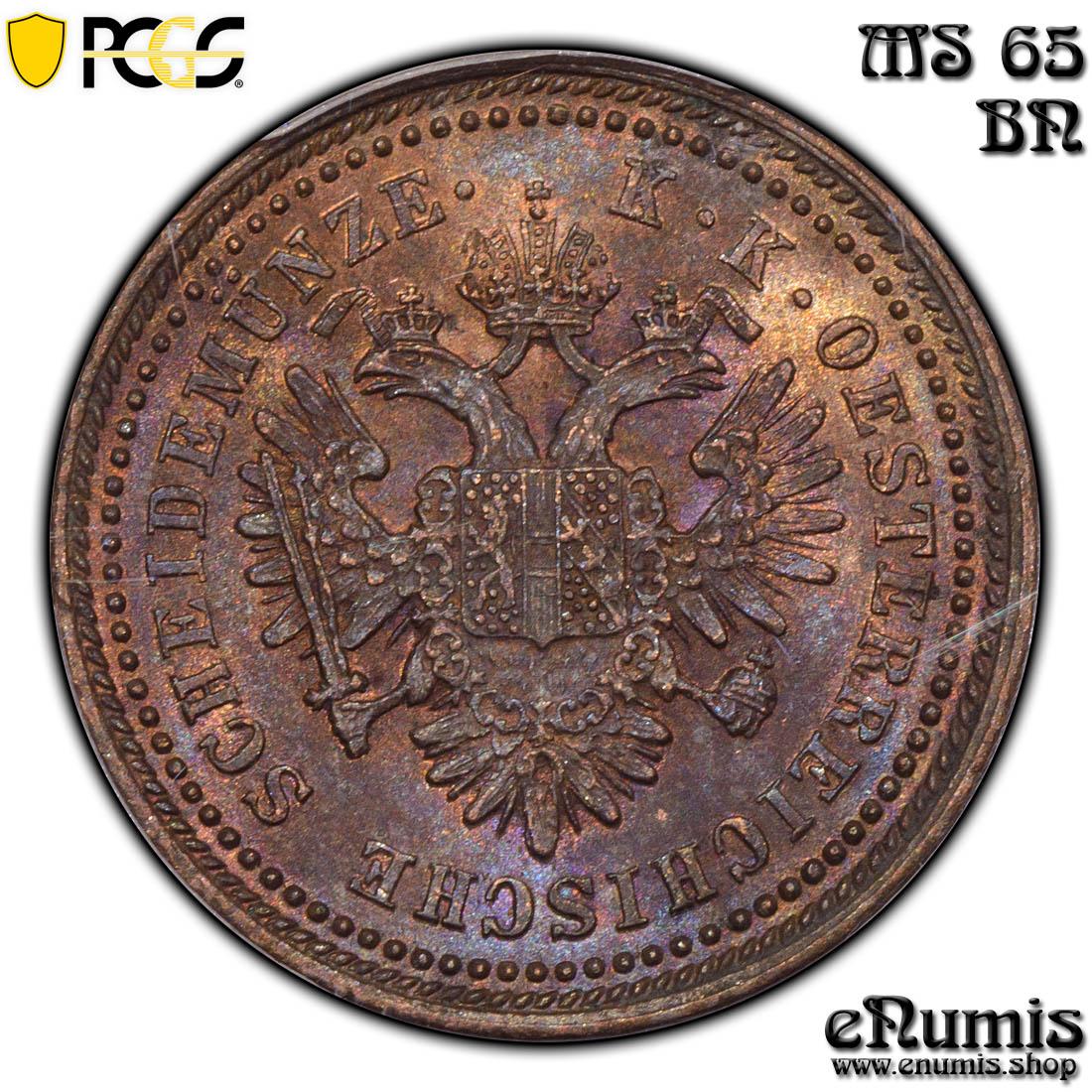 AUSTRIA, Franz Joseph I, 1 Kreuzer 1851, PCGS MS 65 BN