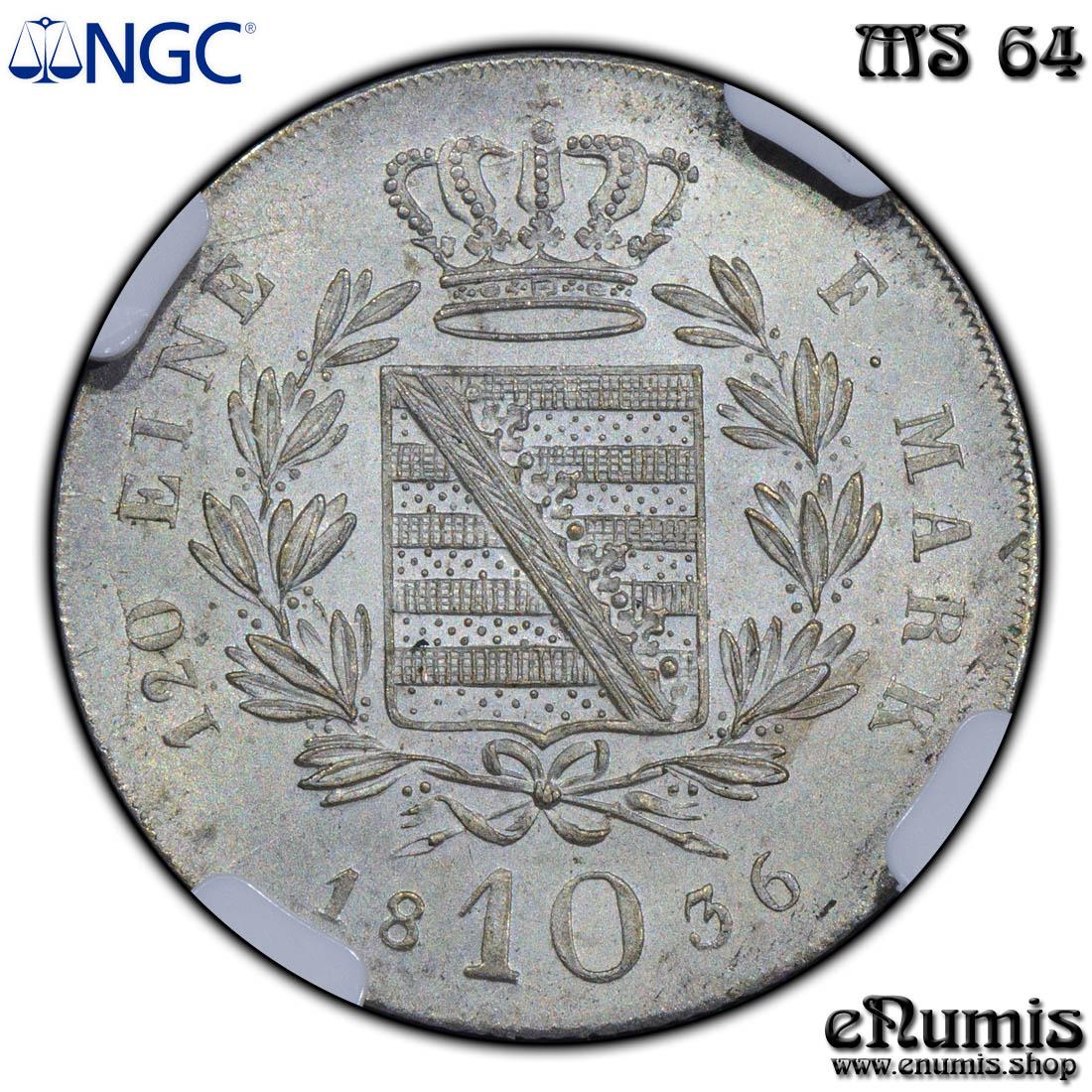 Germany, Saxe-Coburg-Gotha, Ernst I, 10 Kreuzer 1836, NGC MS 64