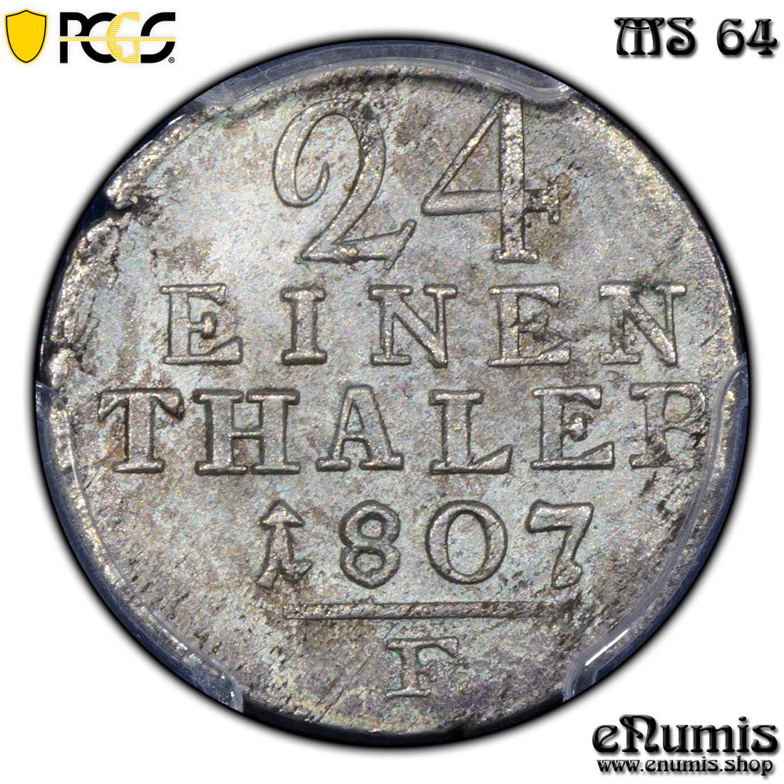 Germany, Hesse Cassel, Wilhelm I, 1/24 Taler 1807, PCGS MS 64