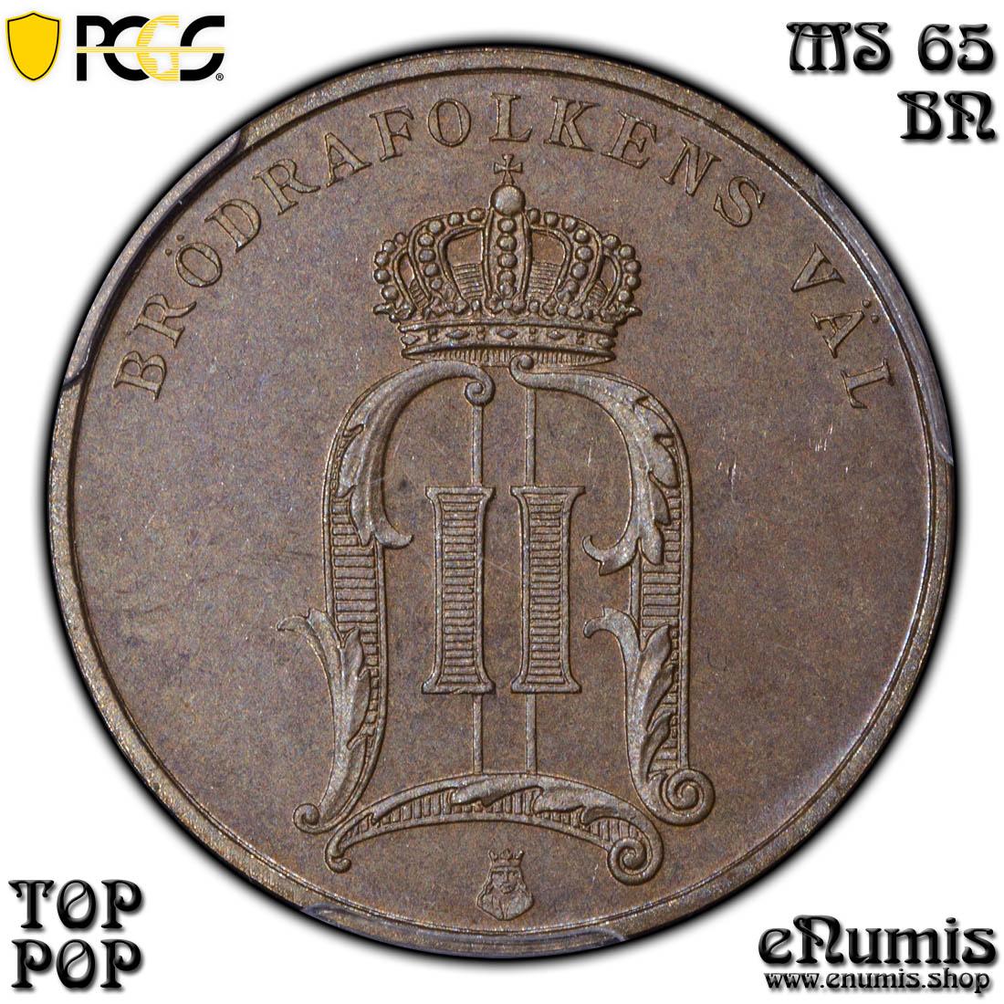 SWEDEN, Oscar II, 5 Ore 1899, Top Pop, PCGS MS 65 BN SWEDEN, Oscar II, 5 Ore 1899, Top Pop, PCGS MS 65 BN