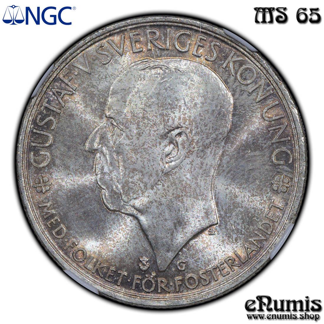 SWEDEN, Gustaf V, 5 Kronor 1935, 500th Anniversary of Riksdag, NGC MS 65