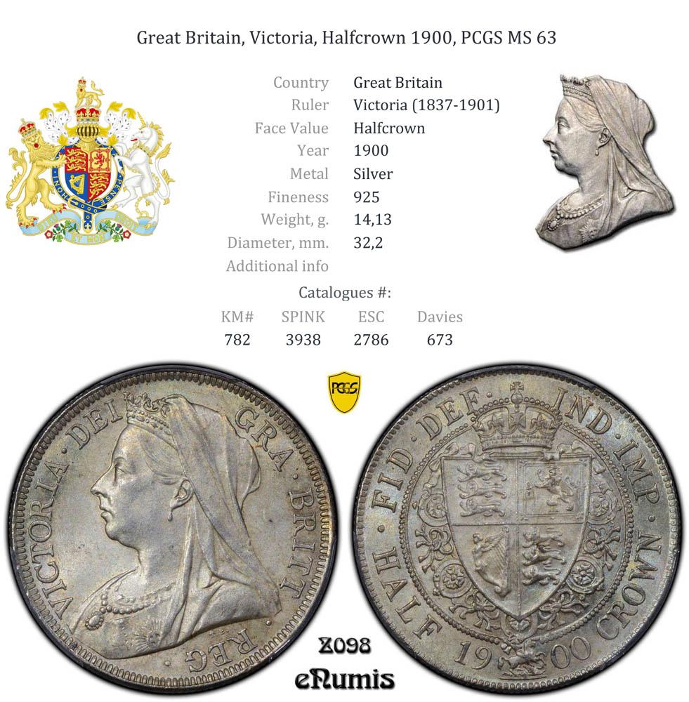 Great Britain, Victoria, Halfcrown 1900, PCGS MS 63