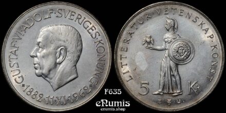 SWEDEN, Gustaf VI Adolf, 5 Kronor 1962, 80th Birthday, UNC