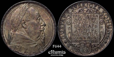 SWEDEN, Gustaf V, 2 Kronor 1932, 300th Anniversary - Death of Gustaf II, UNC