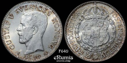 SWEDEN, Gustaf V, 2 Kronor 1939, silver, UNC