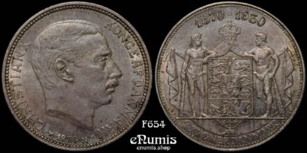 DENMARK, Christian X, 2 Kroner 1930, King’s 60th Birthday, silver, XF+