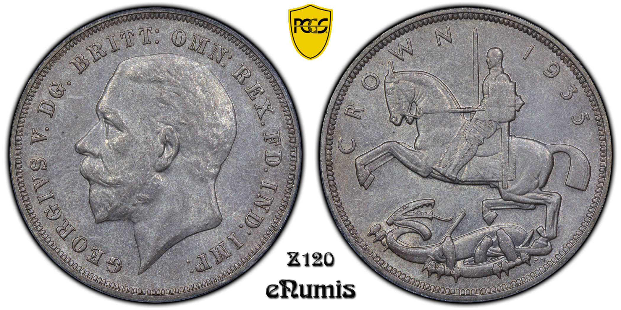 Great Britain, George V, Crown 1935, Art Deco, PCGS MS 65