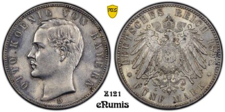 Germany, Bavaria, Otto, 5 Mark 1898, better date, PCGS MS 63