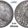 Germany, Wurttemberg, Wilhelm II, 5 Mark 1902, Better year, NGC MS 64