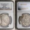 Germany, Wurttemberg, Wilhelm II, 5 Mark 1902, Better year, NGC MS 64