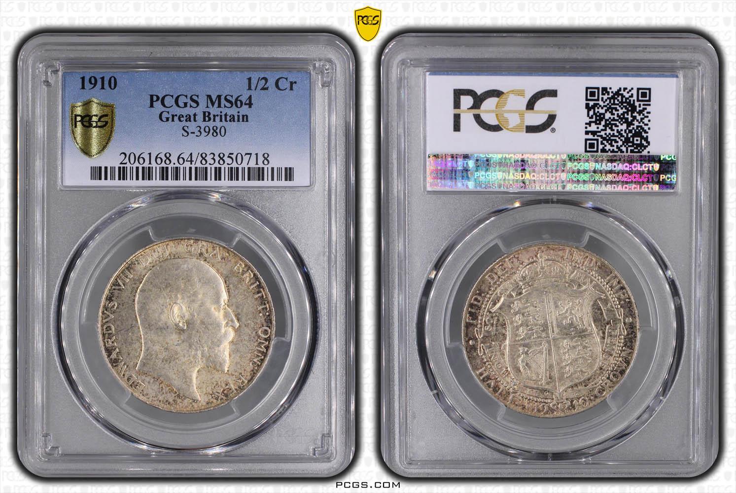 Great Britain, Edward VII, Halfcrown 1910, PCGS MS 64