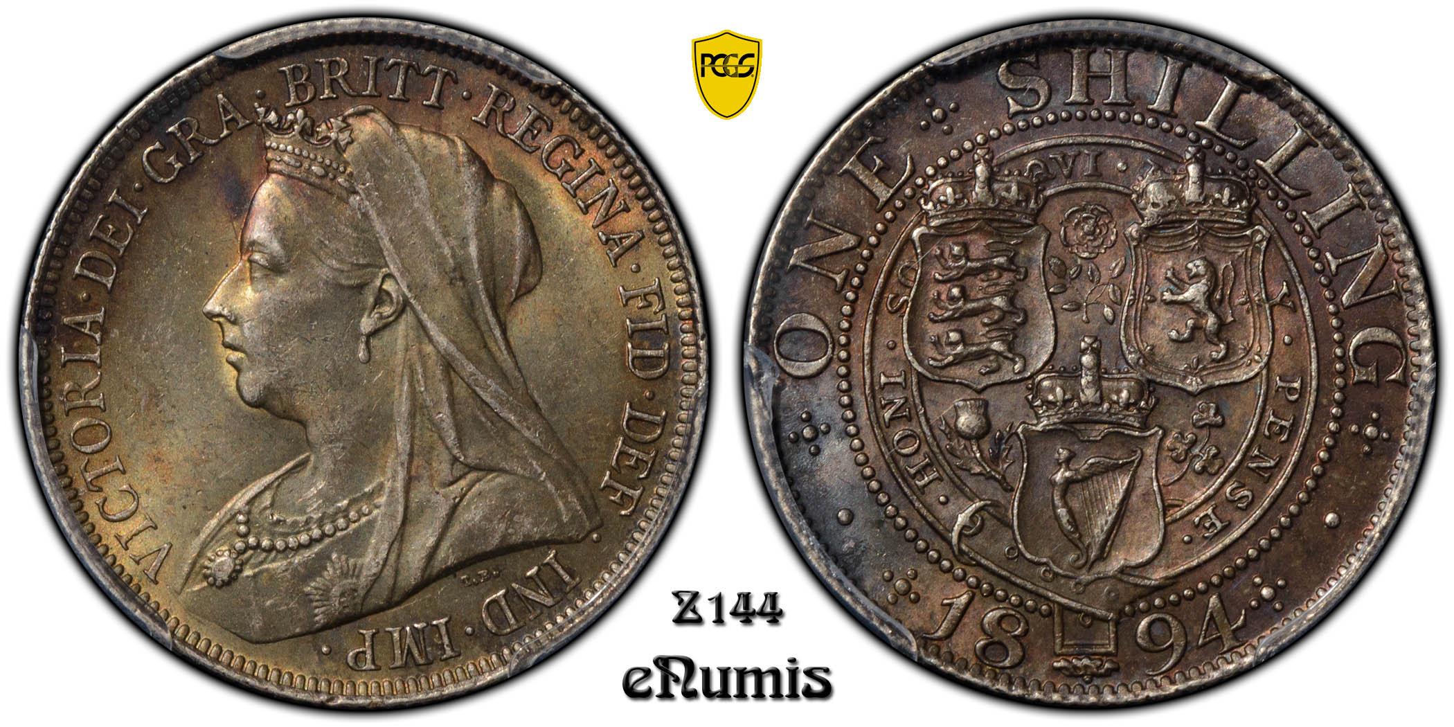 Great Britain, Victoria, Shilling 1894, rarest date, PCGS MS 62 Great Britain, Victoria, Shilling 1894, rarest date, PCGS MS 62