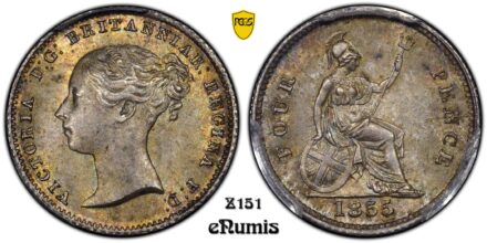 Great Britain, Victoria, 4 Pence 1855, Groat, variety, PCGS MS 64