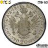 AUSTRIA, Ferdinand I, 20 Kreuzer 1848 A, PCGS MS 63 AUSTRIA, Ferdinand I, 20 Kreuzer 1848 A, PCGS MS 63
