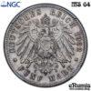 Germany, Wurttemberg, Wilhelm II, 5 Mark 1902, Better year, NGC MS 64