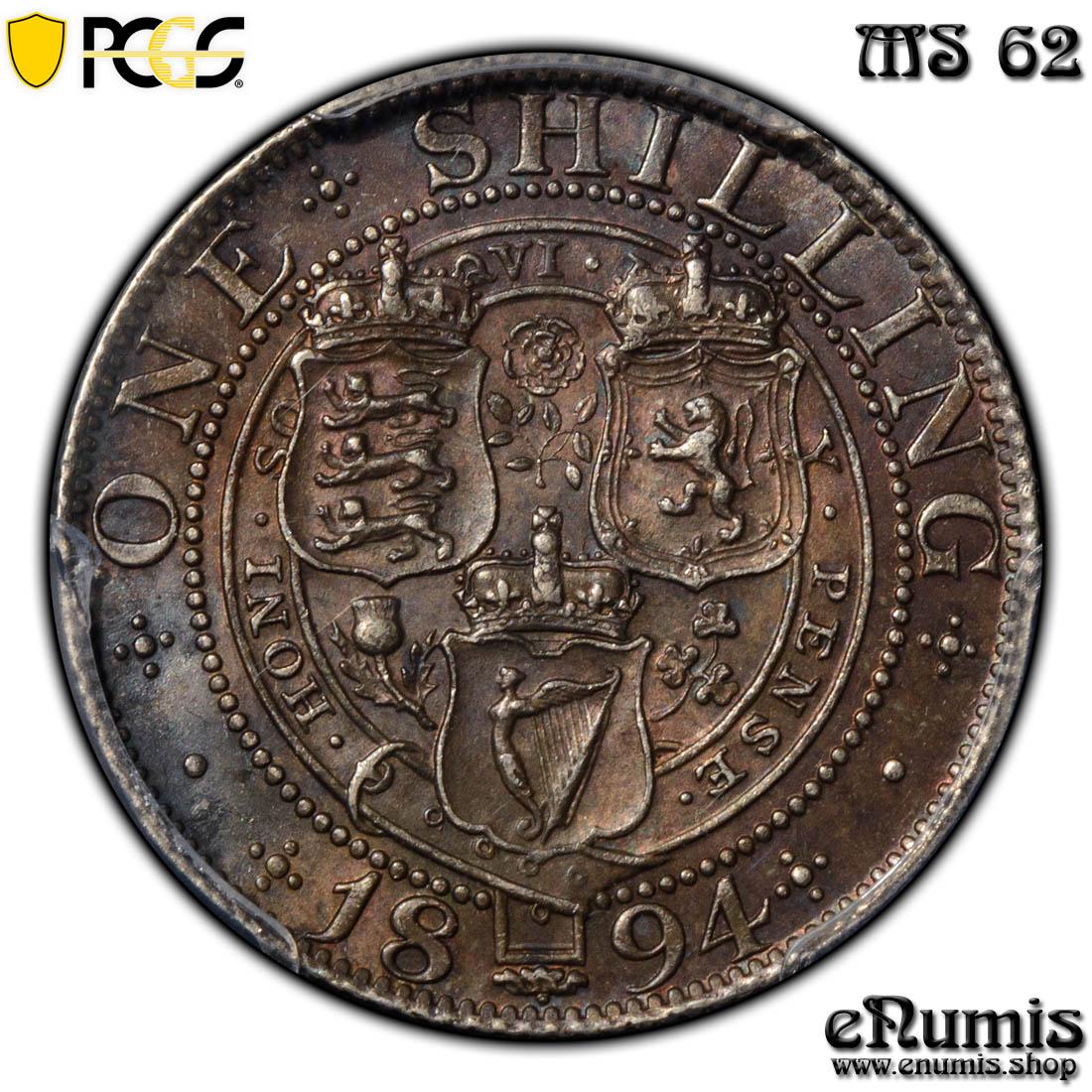 Great Britain, Victoria, Shilling 1894, rarest date, PCGS MS 62 Great Britain, Victoria, Shilling 1894, rarest date, PCGS MS 62