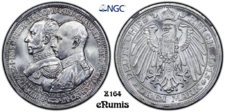 Germany, Mecklenburg Schwerin, Friedrich Franz IV, 3 Mark 1915, NGC MS 66