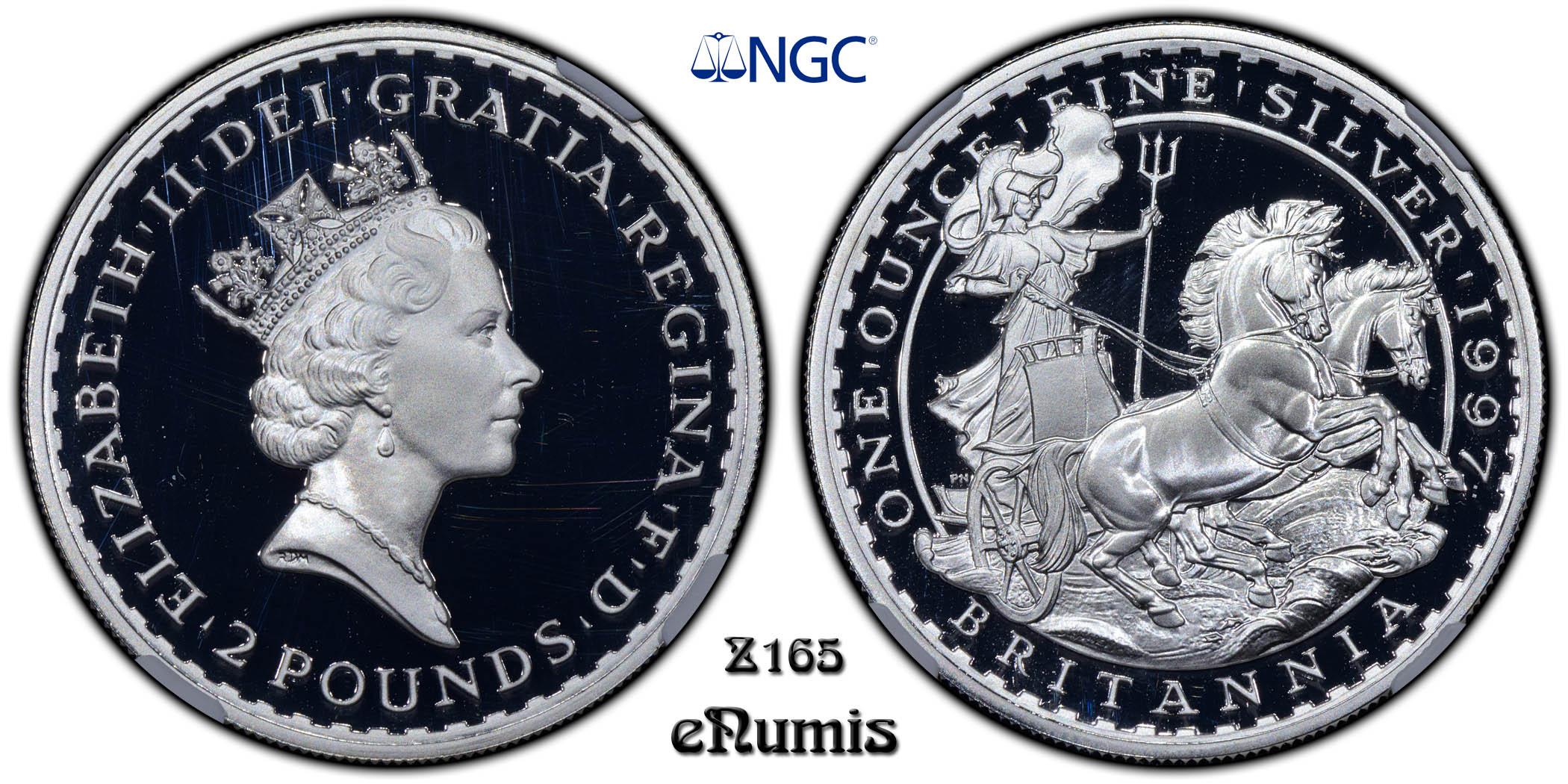 Great Britain, Elizabeth II, 2 Pounds 1997, Britannia Silver Proof, NGC PF 69 Ultra Cameo